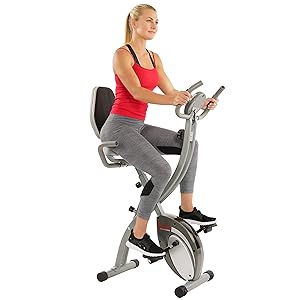 Sunny Health & Fitness Comfort XL Ultra Cushioned Seat Folding Exercise Bike with 300 LB Max Weight, Pulse Monitor, Device Holder and Digital Display - SF-B2721