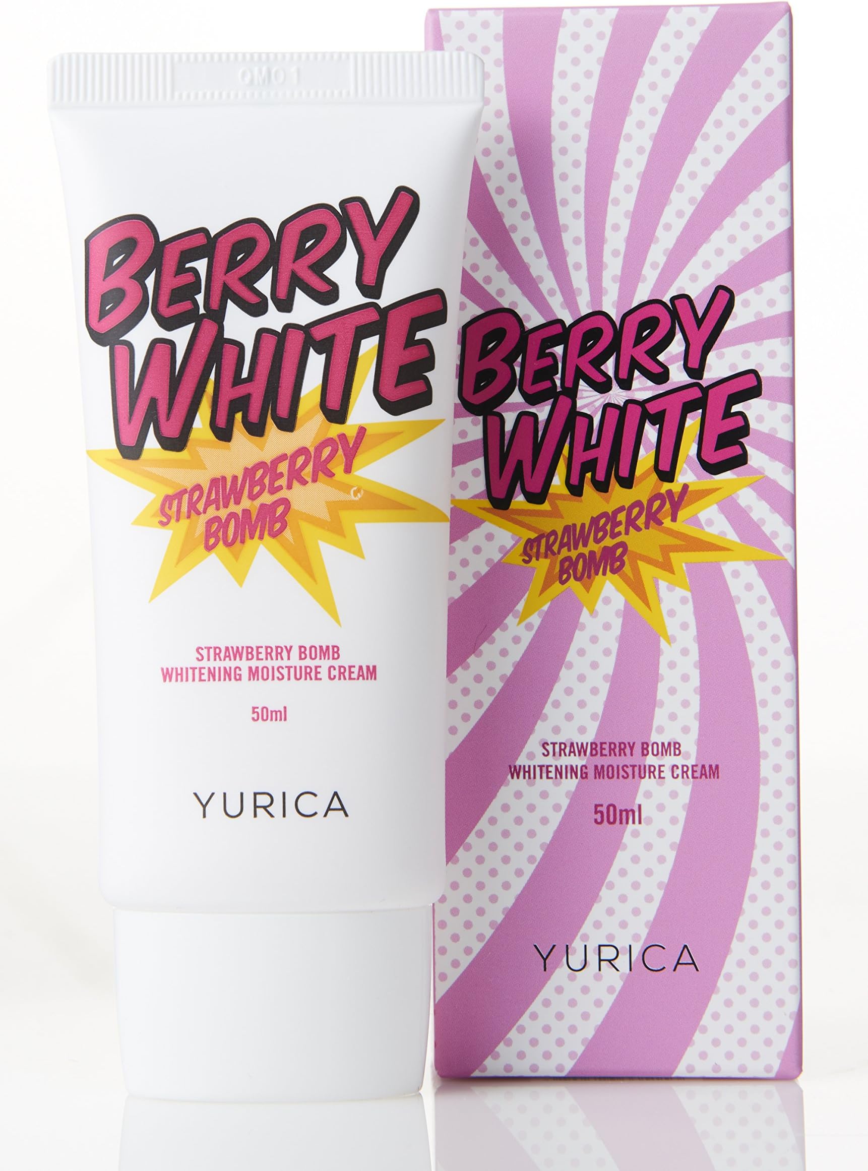 YURICA Berry White Moisture Cream 50ml, a Strawberry Bomb Whitening Facial Moisturizer. (Berry White x 1)