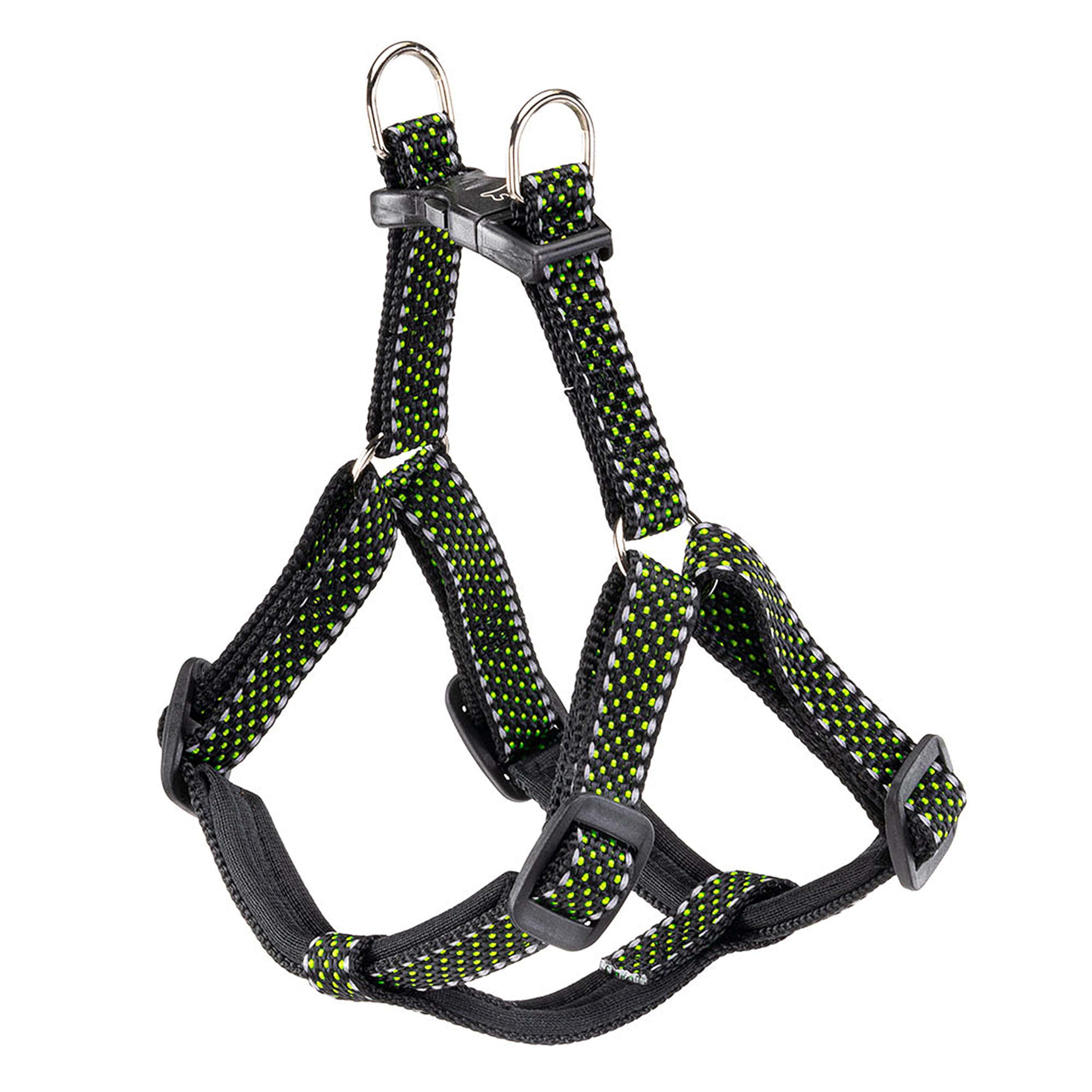 Ferplast Dog Harness DAYTONA DELUXE, Nylon Dog Harness Small Size, Padded, Adjustable, Reflective. Black-Green
