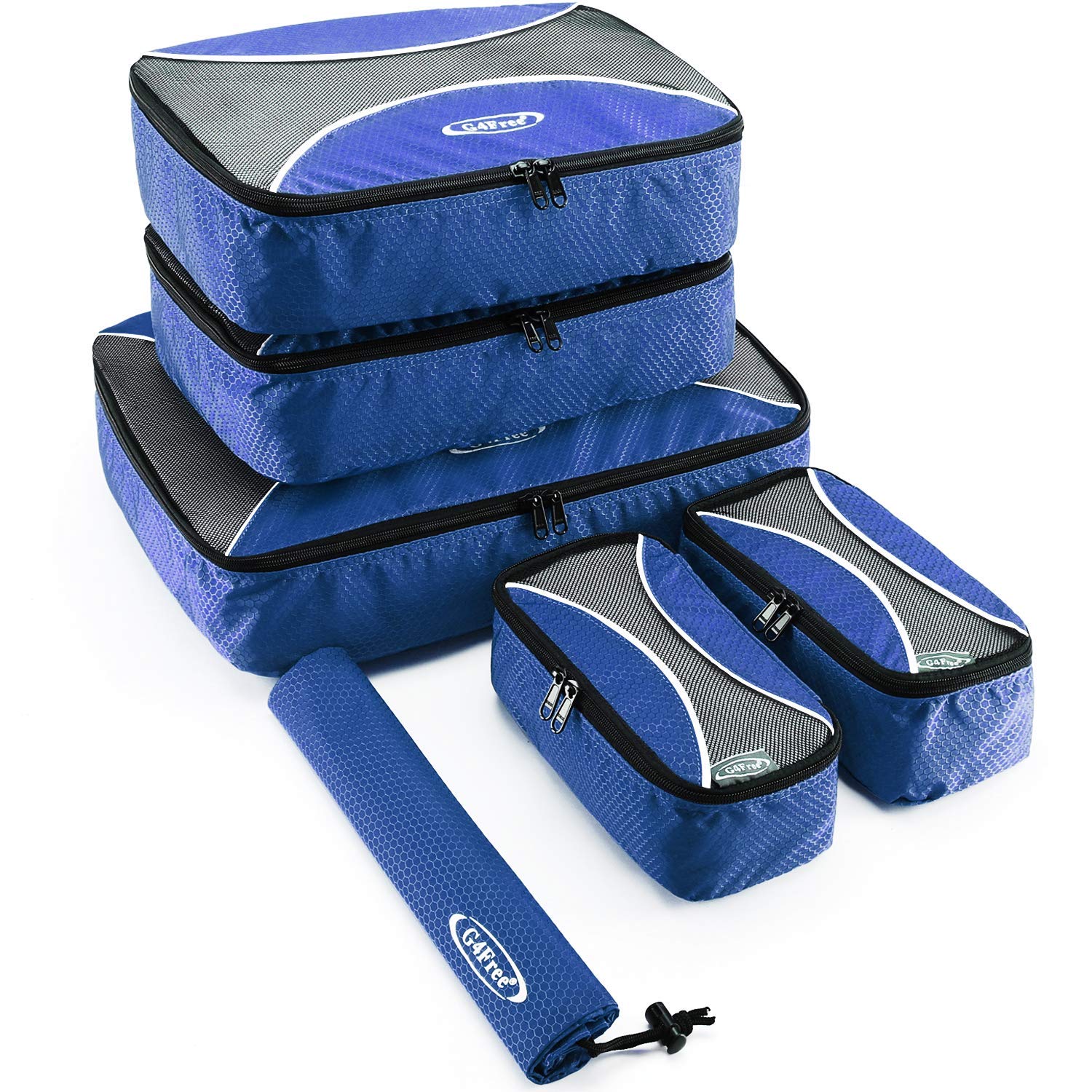 G4Free 6 pcs Packing Cubes Value Set for Travel Luggage Organizers, L, 6pcs-blue