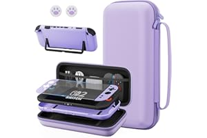 FANPL Purple Case Bundle for Nintendo Switch 2 (2025) Accessories, Portable Hard Carrying Cover with Protective Skin , Screen Protector, 2 Thumb Grips