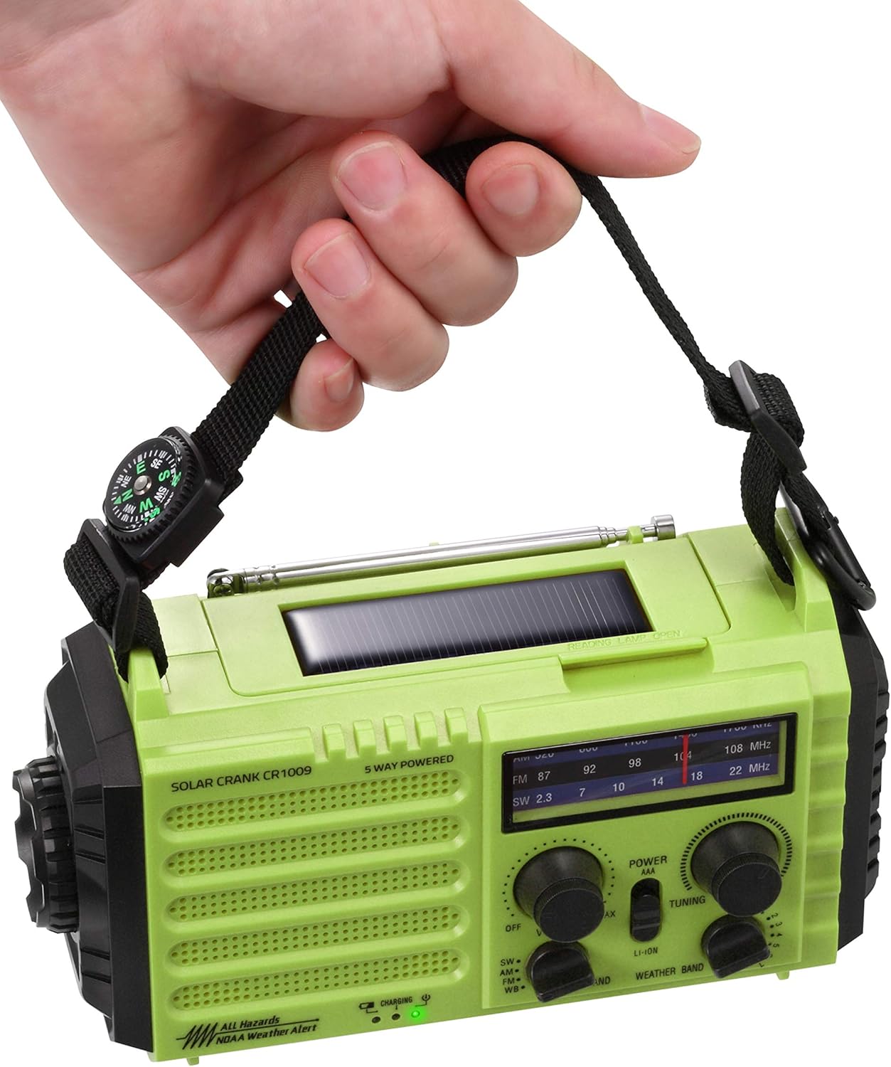Weather Radio NOAA Alert Emergency Radio,Solar/Hand Crank/AM FM Shortwave Portable Radio with Battery Backup,SOS, Flashlight/Reading Lamp,2000mAh Rechargeable Battery,USB Charger for Outdoor Survival: Home Audio & Theater