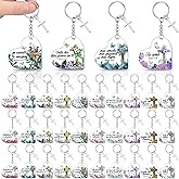 Sureio Valentine Christian Keychain Gift Bulk Religious Cross Bible Verse Acrylic Keychains for Church Member Teacher Student