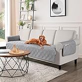 TAOCOCO Waterproof Oversized Couch Covers for Pets Dogs with Non Slip Backing, Sofa Seat Covers with Pocket for 4 Cushion Couch Washable Dog Couch Protector Sofa Slipcovers(Oversized Sofa, Light Gray)