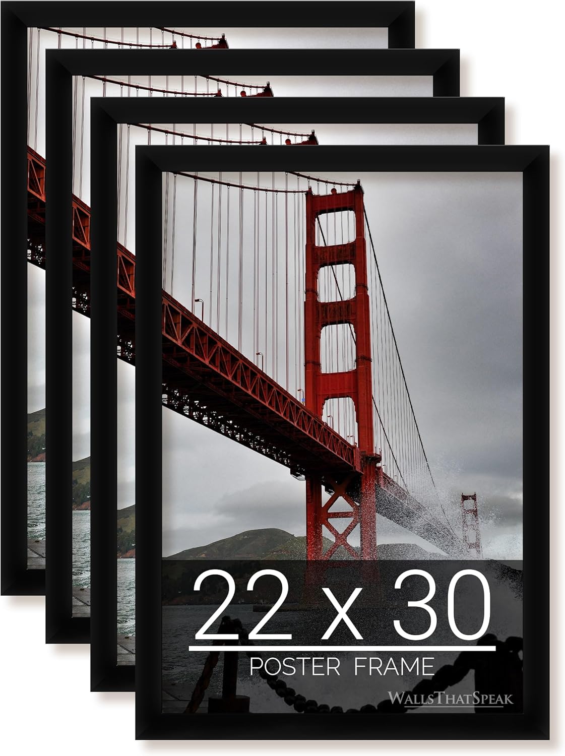 Posters & Prints - wallsthatspeak 22x30 Black Picture Frame for Puzzles Posters Photos or Artwork, Set of 4