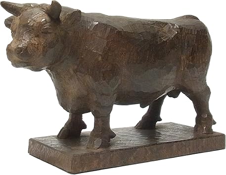 Amazon 日本仏師作品 欅 木彫りの牛 叩き彫り 漆古色仕上げ 17cm Ryusho 置物 オブジェ 通販