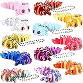 Honoson 12 Pcs 3D Printed Animal Keychains Bulk, Axolotl A | 3D Printed Flexible Articulating Stress Relief Gift, Non-Candy Halloween Treats, Party Prizes for Halloween Celebrations