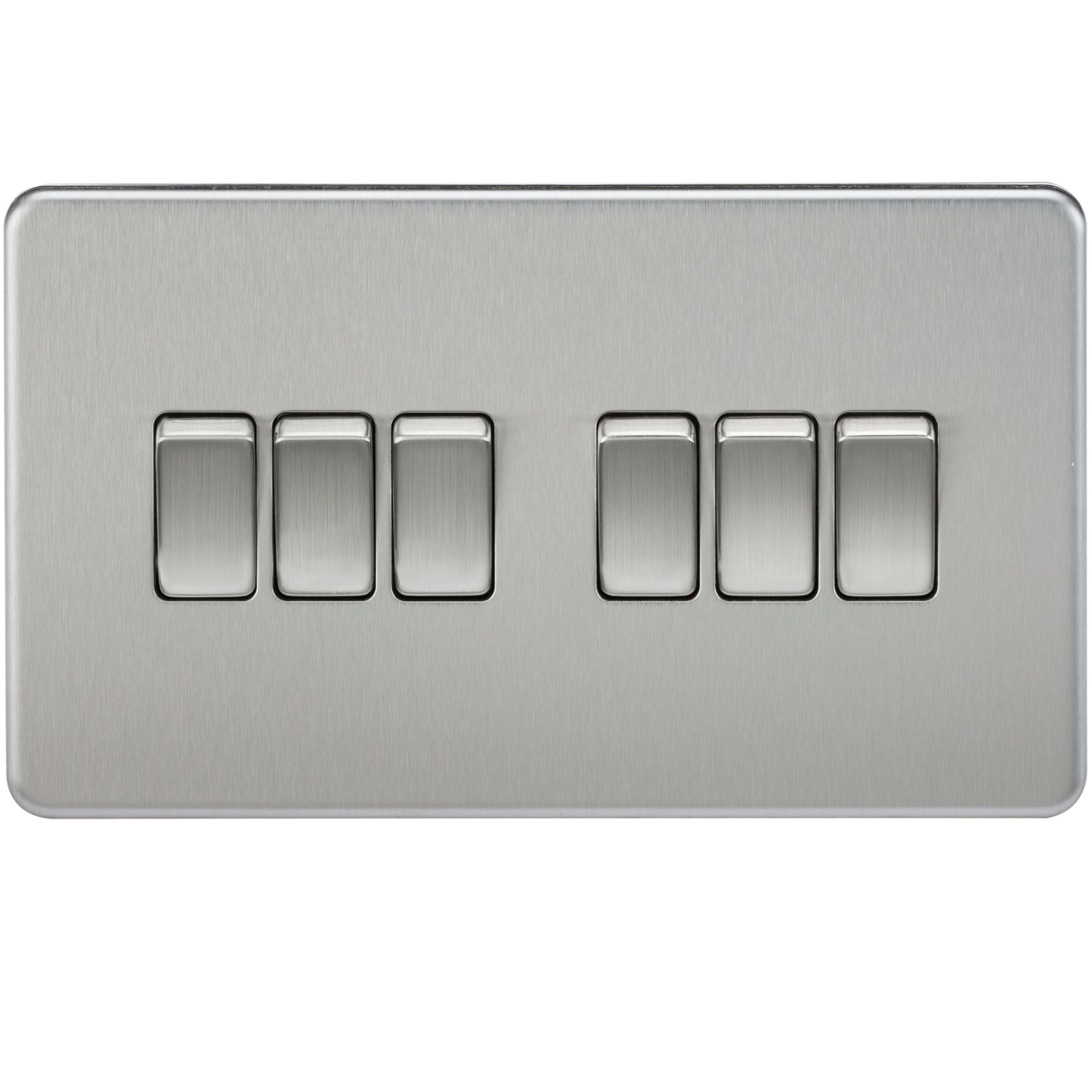 Knightsbridge SF4200BC Screwless 10 A 6-Gang 2 Way Switch, Brushed Chrome