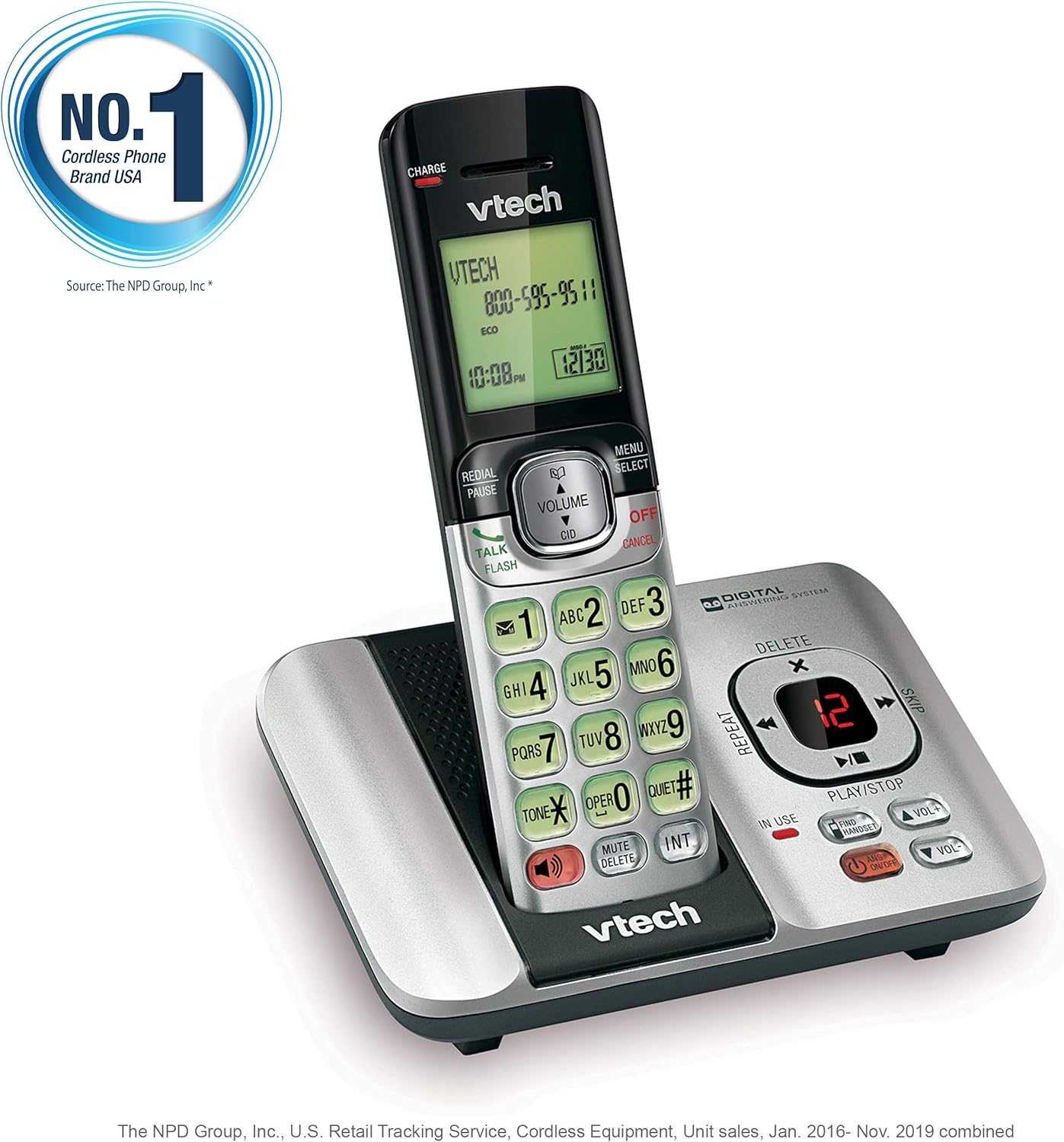 VTech CS6529 DECT 6.0 Phone Answering System with Caller ID/Call Waiting, 1 Cordless Handset, Silver/Black : Electronics
