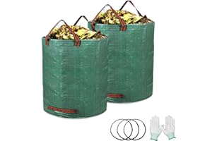 GROWORLD 2-Pack 132 Gallon Garden Waste Bag Leaf Bags Reusable Heavy Duty Waste Bags Perfect for Garden, Lawn, Leaf/Leaves, Yard Debris Storage and Garden Accessories