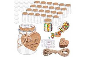 AIXIANG 60 Pack 3.5 oz Glass Jars with Cork Lid & Airtight Seal - Rustic Wedding Favors, Baby Shower Gifts, Candy & Spice Storage - Includes Twine, Labels (Multi-Purpose, Eco-Friendly)