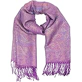 TZ Promise Women's Pashmina Shawl Wrap, Multicolored Paisley Leaf Pattern, Soft Lightweight Evening Rave Scarf