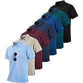 ZITY 7 Pack Mens Polo Shirts with Pocket Moisture Wicking Short Sleeve Outdoor Golf Athletic Work Multipack Shirts