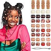 Matwsec 60 Pcs Wooden Hair Beads for Braids Loc Dreadlock, Vintage Hair Jewelry for Braids Accessories, Round Wooden Beads for Men Women Necklace Bracelet Hair Diy Craft Handmade Decor