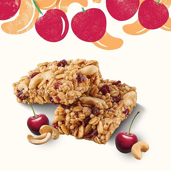 CASCADIAN FARM ORGANIC CHERRY CASHEW CHEWY GRANOLA BARS, NO ADDED SUGAR, 6 OZ, 5 COUNT