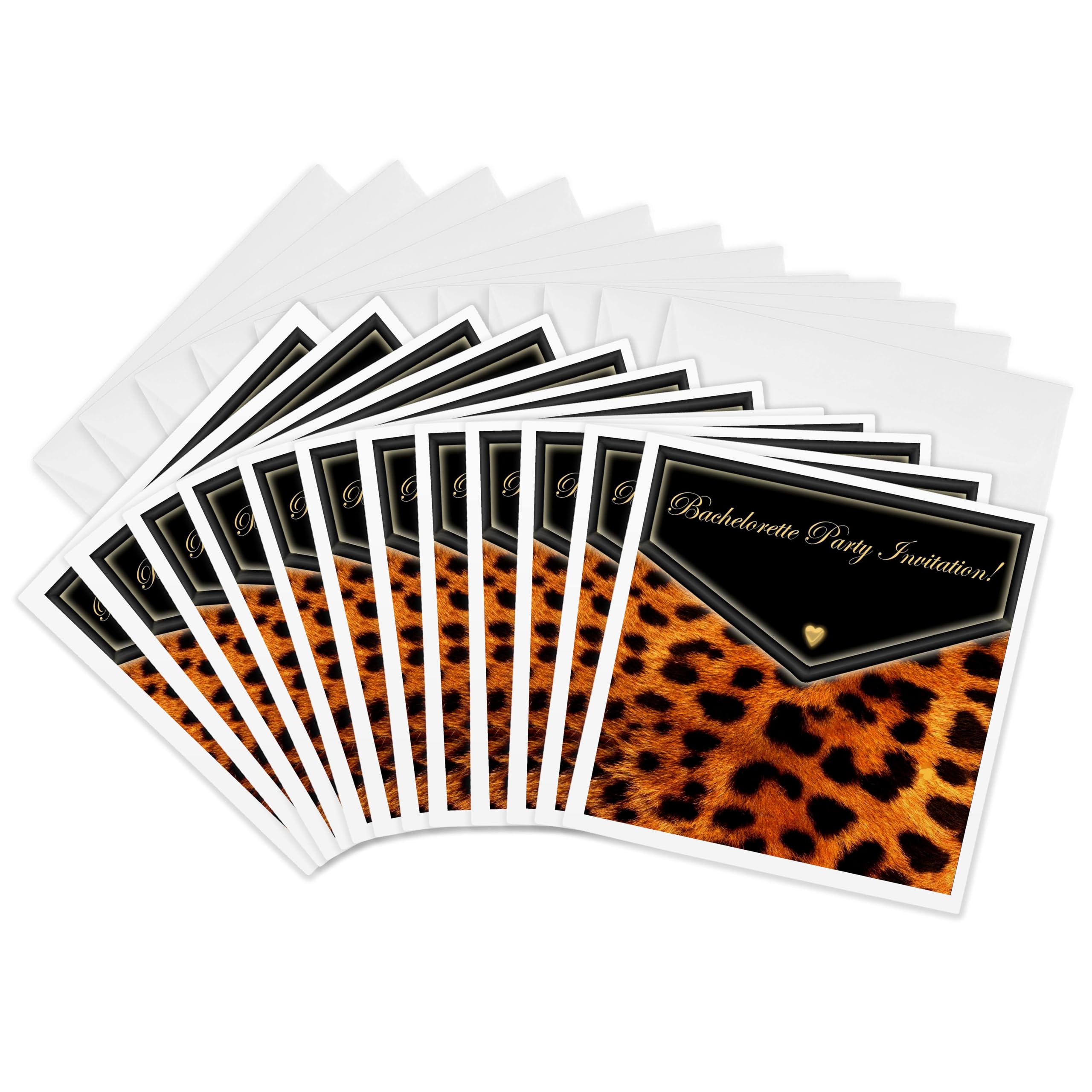 3dRose gc_40613_2 6 x 6-Inch "Leopard Bachelorette Party Invitations" Greeting Card (Pack of 12)