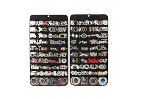 Forypretty Hanging Jewelry Organizer, Double-Sided 80 Pockets (40 Front + 40 Back), Closet & Hook Jewelry Storage, for Earrings, Necklaces, Bracelets, Rings & Pendants, Black