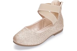 Hehainom Girls Dress Shoes Toddler Little Kids Gracy Ballet Mary Jane Ballerina Flats with Elastic Ankle Strap