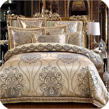 Juego de sábanas de satén blanco plateado satinado, tamaño Queen/King