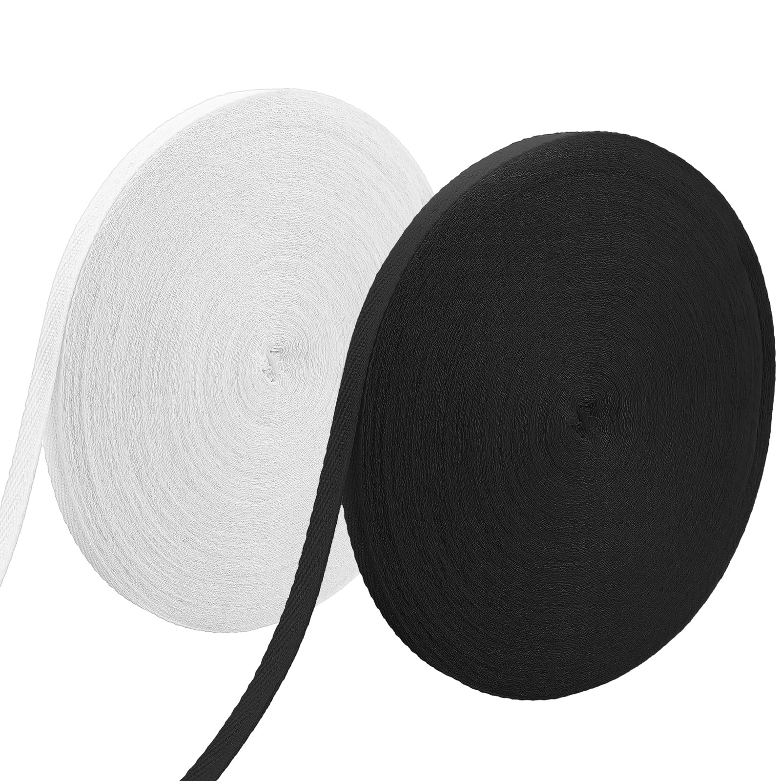 Photo 1 of 2 Rolls Double Fold Bias Tape Bias, 1/2 Inch x 100 Yards Binding Tape DIY Garment Accessories for Sewing, Hemming, Seaming, Piping, Quilting (Black, White)