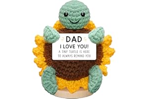 HEXMOZ Christmas Dad Gifts from Daughter, Son, Kids - Sentimental I Love You Dad Gifts, Birthday Gift Ideas for Dads, Fathers, Stepdad, Daddy - Turtle Crochet Emotional Support with Positive Card