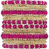Aheli Ethnic Colorful Metal Bangles Chudha Set Stone Studded Bangle Set Indian Wedding Wear Fashion Jewelry Gift for Women
