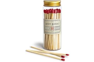 CRAFT & KIN Premium Long Matches for Candles, Decorative Matches in Apothecary Jar, Colorful Matche Long Wooden (Red)