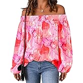 KIRUNDO Early Fall Fashion Off The Shoulder Tops for Women 2025 Boho Floral Blouse Long Sleeve Shirts Going Out Clothing