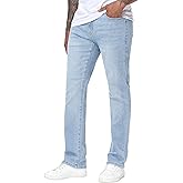 MZNBURAM Men's High-Stretch Regular Fit Straight-Leg Cotton Fashion Comfort Flex Waist Denim Pants Jeans