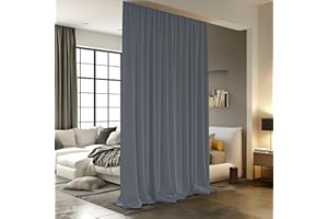 ROOMDARKNING Room Divider Curtains for Ceiling Track Rod, Blackout Ceiling Track Curtains with Hooks Noise Reduction Privacy Curtain for Wall Ceiling Mount Track, 8.3 ft Wide x 7 ft Tall, Dark Grey, 1 Panel