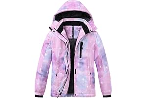MoFiz Girls Ski Jacket Warm Winter Jacket Windproof Fleece Winter Coat Snow Jackets with Zipper Pockets