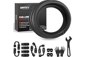 SINTLY 8AN 20FT Fuel Line Hose Kit, AN8 CPE Nylon Stainless Steel Braided Fuel Line with 10PCS Swivel Fuel Hose Fitting Adapter Kit Black