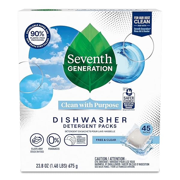 SEVENTH GENERATION DISHWASHER DETERGENT PACKS FREE & CLEAR...