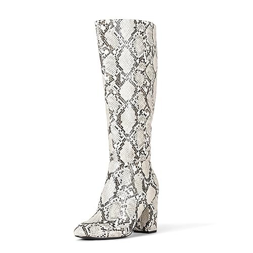 Amazon Essentials Women's Tall Heel Boot, Snake Faux Leather, 10.5