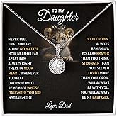To My Beautiful Daughter Necklace from Mom & Dad | Cubic Zirconia Pendant with Heartfelt Message Card & Gift Box | Daughter Birthday, Graduation, Christmas Jewelry Gift from Parents