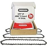 Oregon 3-Pack 3/8" LP Pitch, .050" (1.3 mm) Gauge, Chainsaw Chain for 14" (35cm) Bar, 50 Drive Links – Semi-chisel Replacement Saw Chain, Fits Stihl, Craftsman, Homelite, McCulloch and more
