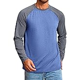 Runcati Mens Baseball Shirt Casual Raglan Long Sleeve Crewneck Graphic T-Shirt Lightweight Vintage Tops