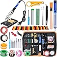 Soldering Iron Kit, 60W 110V Soldering Iron Adjustable Temperature, Desoldering Pump, 5 Solder Tips, Solder Wire, Stand, Solder Wick.