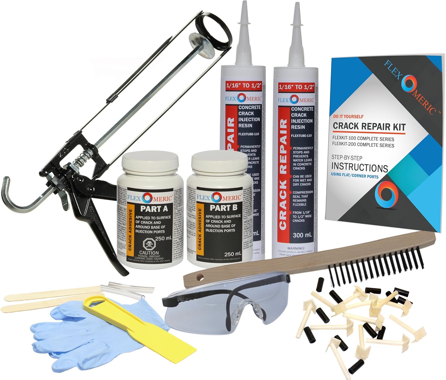 Complete Crack Repair Kit 1/16" to 1/2" Wide Cracks (DIY FLEXKIT101