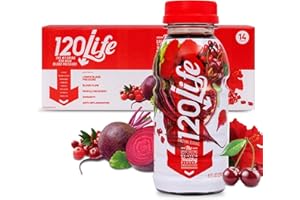 120LIFE 120/Life Blood Pressure Support, Beet Root Juice, Pomegranate Extract, Cranberry Juice, Tart Cherry, Hibiscus, and Magnesium (8 Fl Oz, Pack of 14) - Gluten-Free & Vegan