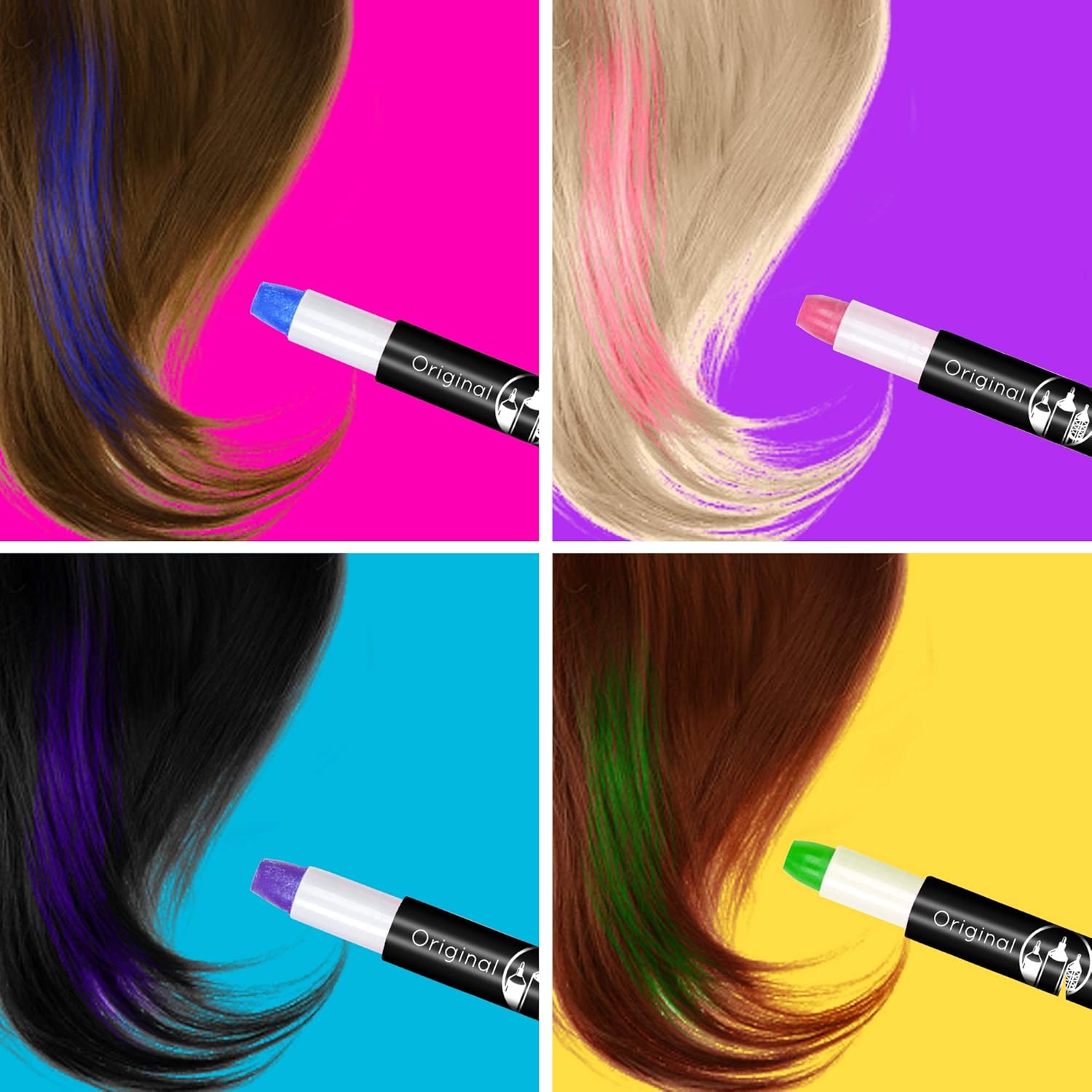 Original Stationery Hair Chalks Set for Girls, 10 Piece Temporary Hair Chalk Colors: Beauty