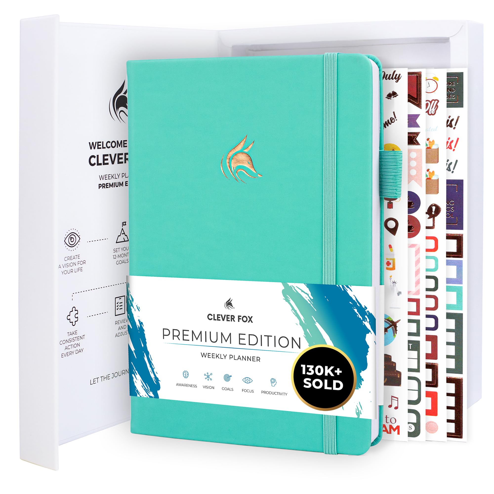 Clever Fox Planner Premium – Undated Weekly & Monthly Planner Organizer for Productivity & Time Management, A5 (Light Turquoise)