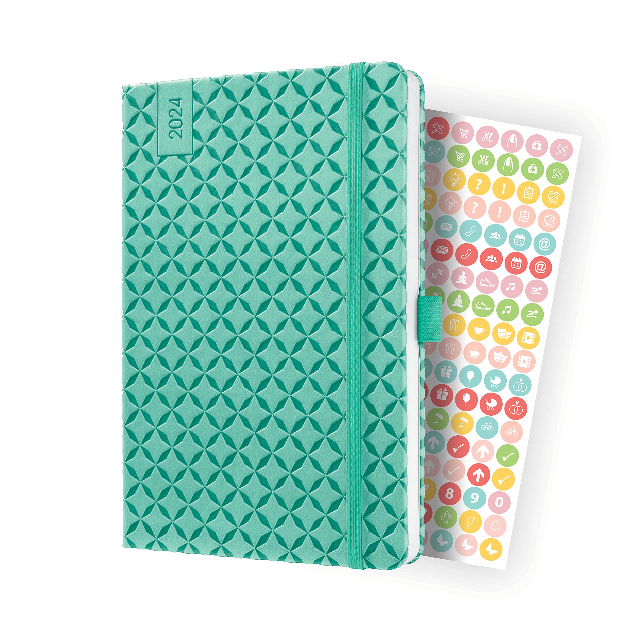 SIGEL J4127 Jolie Weekly planner 2024, hardcover, 13,5 x 20,3 cm, 174 pages, mint Green