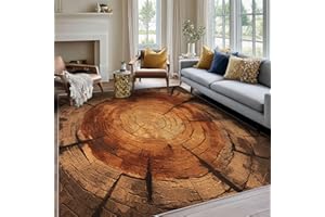 Wood Grain Throw Rug 2 x 3 ft, Washable Wooden Barn Annual Ring Indoor Door Mat Entryway, Rustic Tree Stump Home Decor Kitche