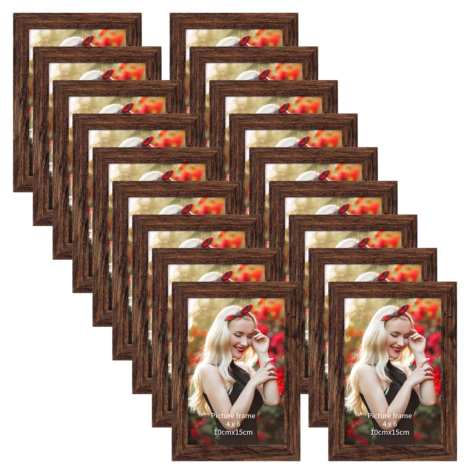 EYMPEU 18-Pack 6x4 Photo Frame, Slim Brown Picture Frames 6x4, Elegant Design for Wall and Table Decoration