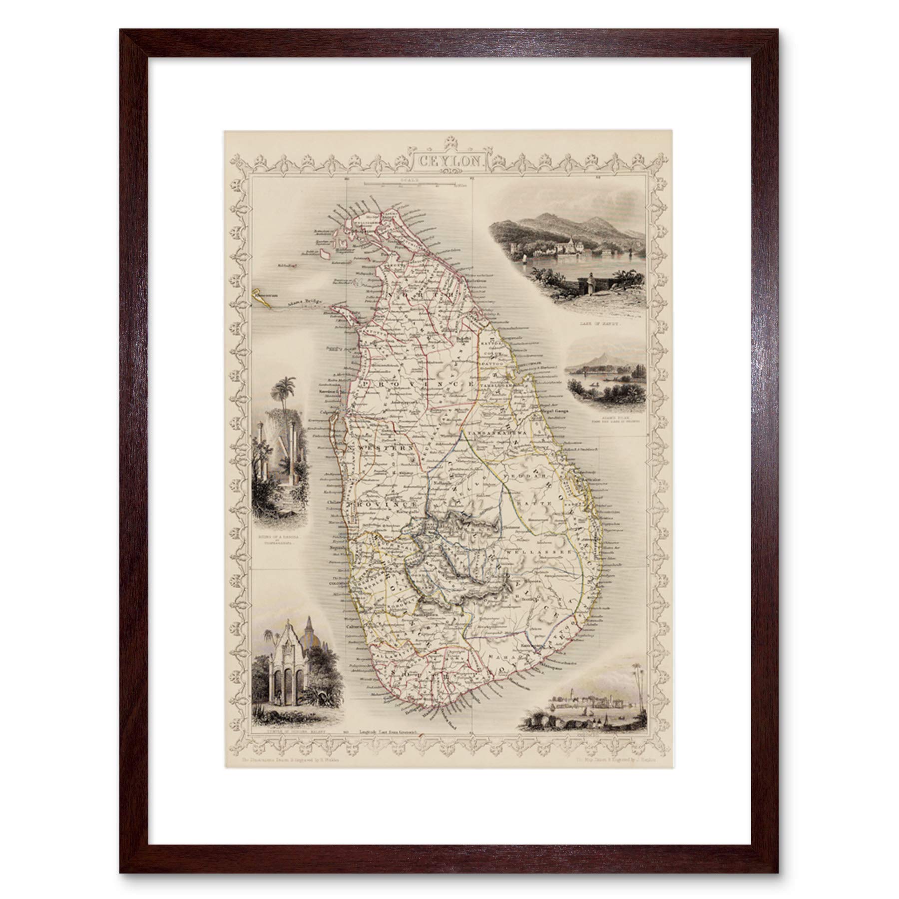 Wee Blue Coo Ceylon Sri Lanka Map Framed Wall Art Print โ image 1