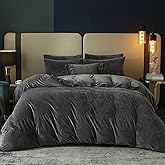SE SOFTEXLY Velvet Duvet Cover King Size, Soft Flannel Duvet Cover with Zipper Solid Breathable Silky Velour Comforter Cover, Cozy Winter Duvet Cover Set with 2 Pillowcases, 90" x 104", Charcoal Grey