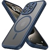 ImpactStrong Magnetic Guard Designed for iPhone 15 Pro Max Case [Camera Protection] [Military Grade Drop Tested] [Compatible with MagSafe] Slim Translucent Matte Phone Case (6.7") - Navy Blue