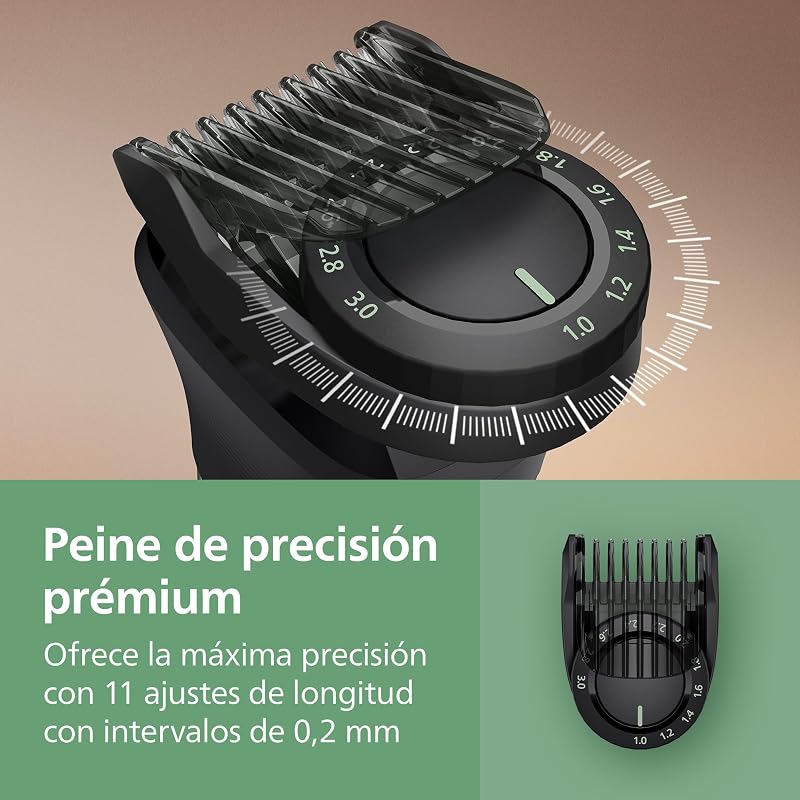 Recortadora todo en uno de 16 en 1 Serie 7000 - Afeitadora y cortapelos hombre para rostro, cabeza y cuerpo, cuchillas de acero autoafilables, 21 longitudes, recargable, MG7931/15
