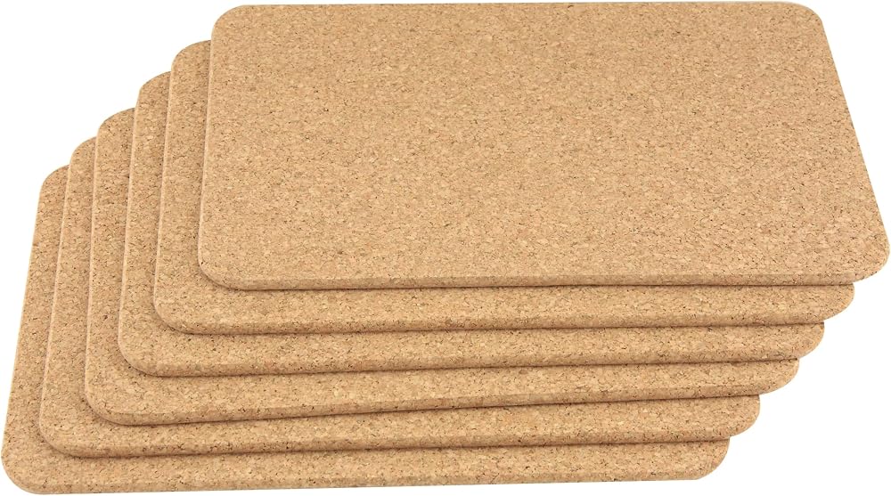 Apollo Cork Placemat Set 6 Multi Colour 28x20 cm Housewares Brand